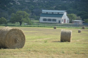 Hay bales and Hay Barn