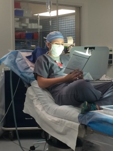 This young reader gave me a great morale boost by reading my book between surgical cases